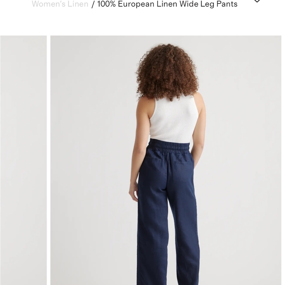 Quince Navy Linen Wide Leg Pants - Picture 3 of 6